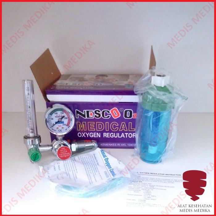 Regulator Oxygen Nesco Tabung Oxigen Alat Bantu Pernapasan Oksigen O2