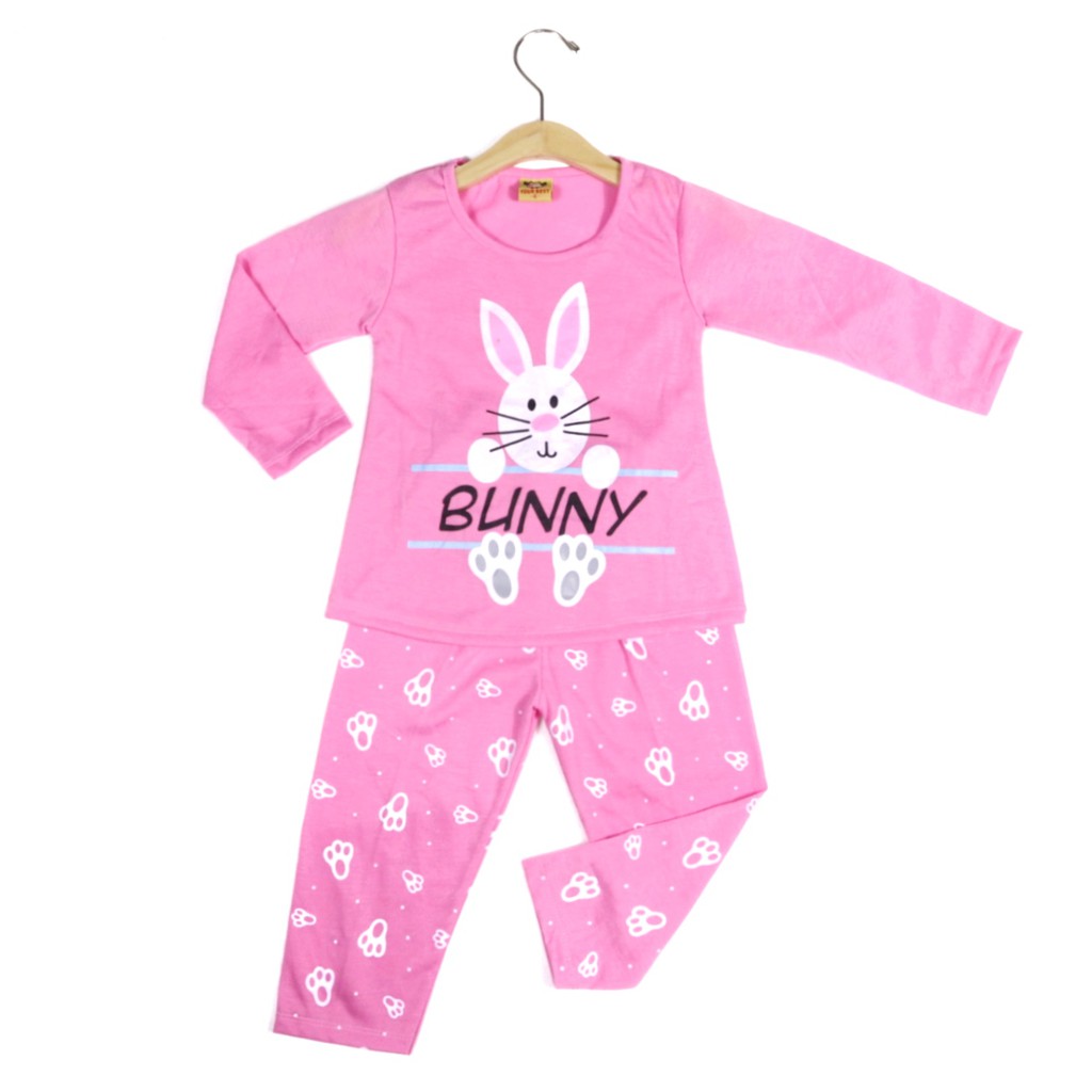 SETELAN FASHION ANAK SIKUNING  SRM21 BAJU ANAK PEREMPUAN MOTIF BUNNY BAHAN KAOS 2-6 TAHUN