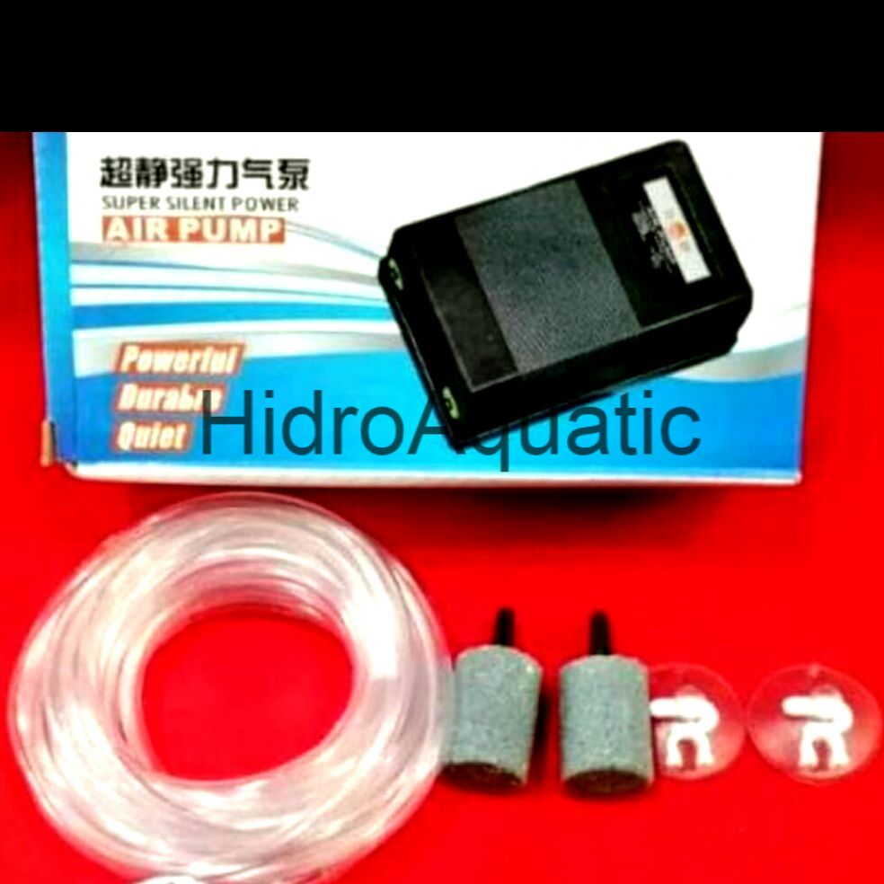 PAKET SET AERATOR 2 LUBANG HEMAT LISTRIK / SET AERATOR 2 LUBANG / MESIN GELEMBUNG AQUARIUM