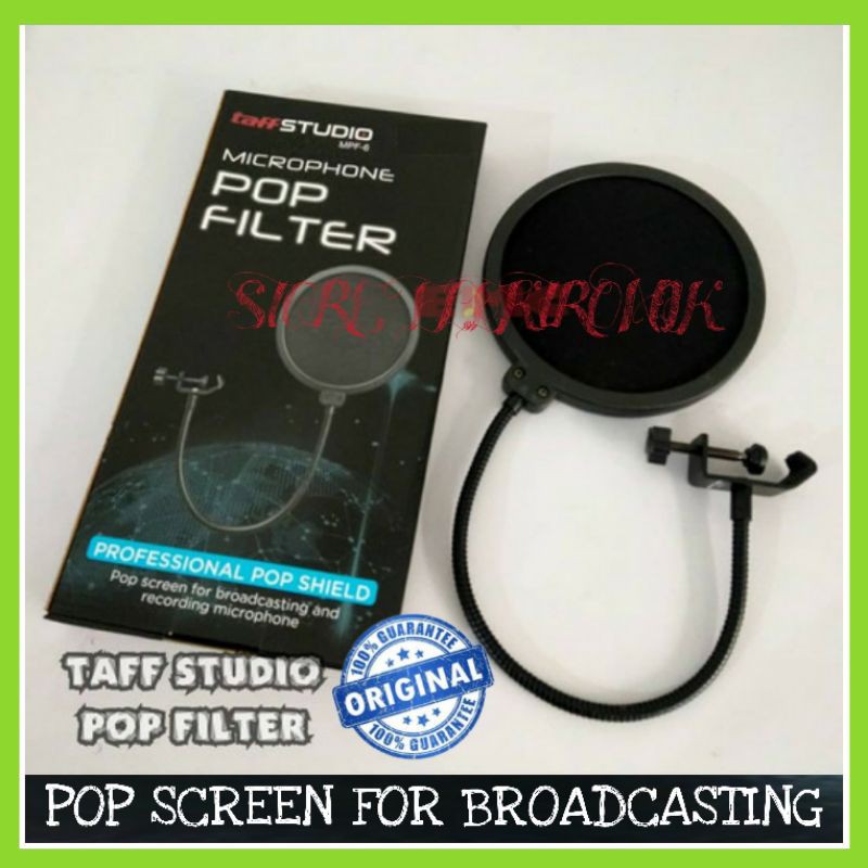 taffSTUDIO Pop Filter Pop Shield Filter Mikrofon Dual Layer BOP - MPF-6 - Black - Original