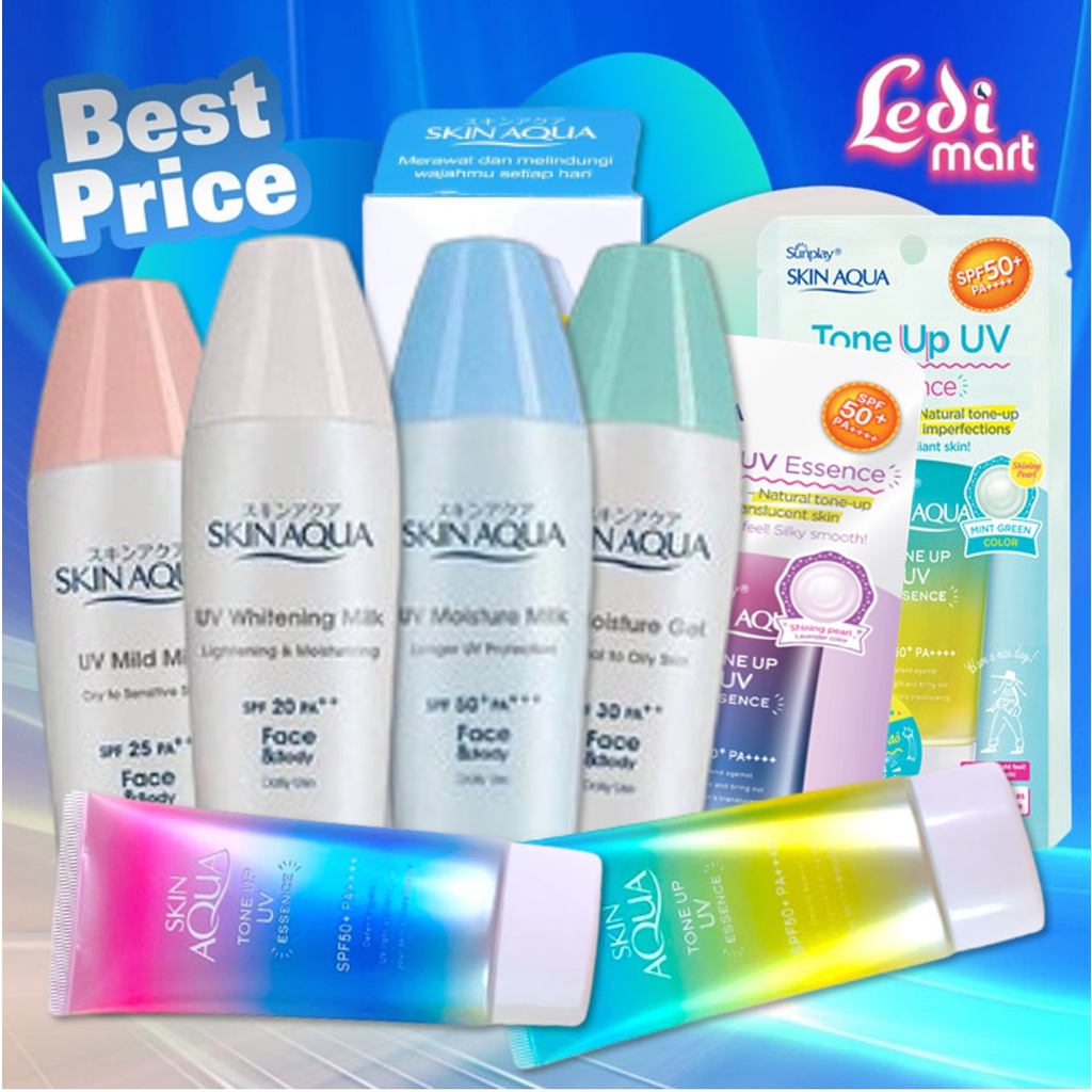 ORIGINAL Skin Aqua Tone Up UV Essence 40gr Series / Sun Screen Wajah / Sunscreen / Sun Block / Tabir Surya / Tone Up Lavender / Tone Up Mint / LEDI MART