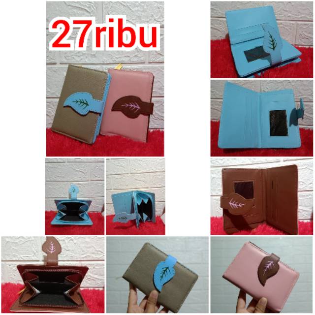 Dompet daun kulit sintetis,dompet wanita, dompet kekinian, dompet remaja, dompet korea, dompet lipat