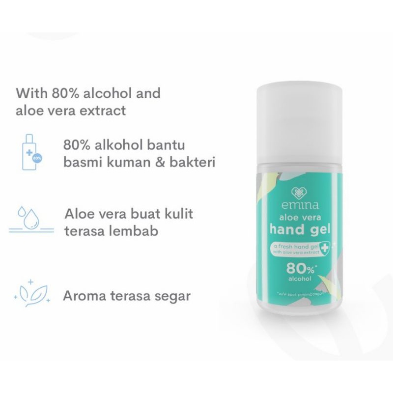 EMINA Aloe Vera Hand Gel 80% Alcohol 50ml