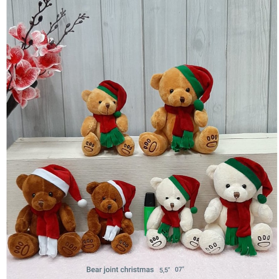 Boneka Bear Natal Jointed 20cm/07&quot;/boneka christmas/boneka beruang natal/Aksesoris Natal