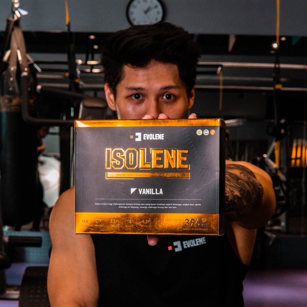 Isolene Vanilla 396gr/12 Sachet Kualitas Premium - Suplemen fitness pembentuk Otot - Defisit kalori - Susu Protein - Suplemen Fitness - Minuman Protein - Suplemen Workout - Whey protein isolate Evolene Evoline Evolen