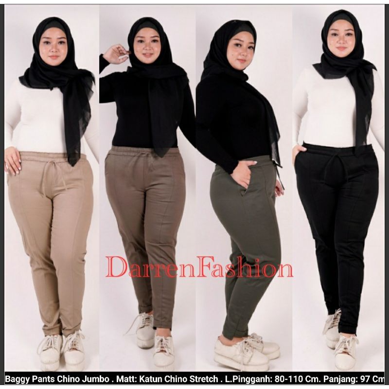 Celana Panjang Baggy Pants Katun Chino Jumbo XL Fit XXL . Celana Panjang Wanita Chino Big Size