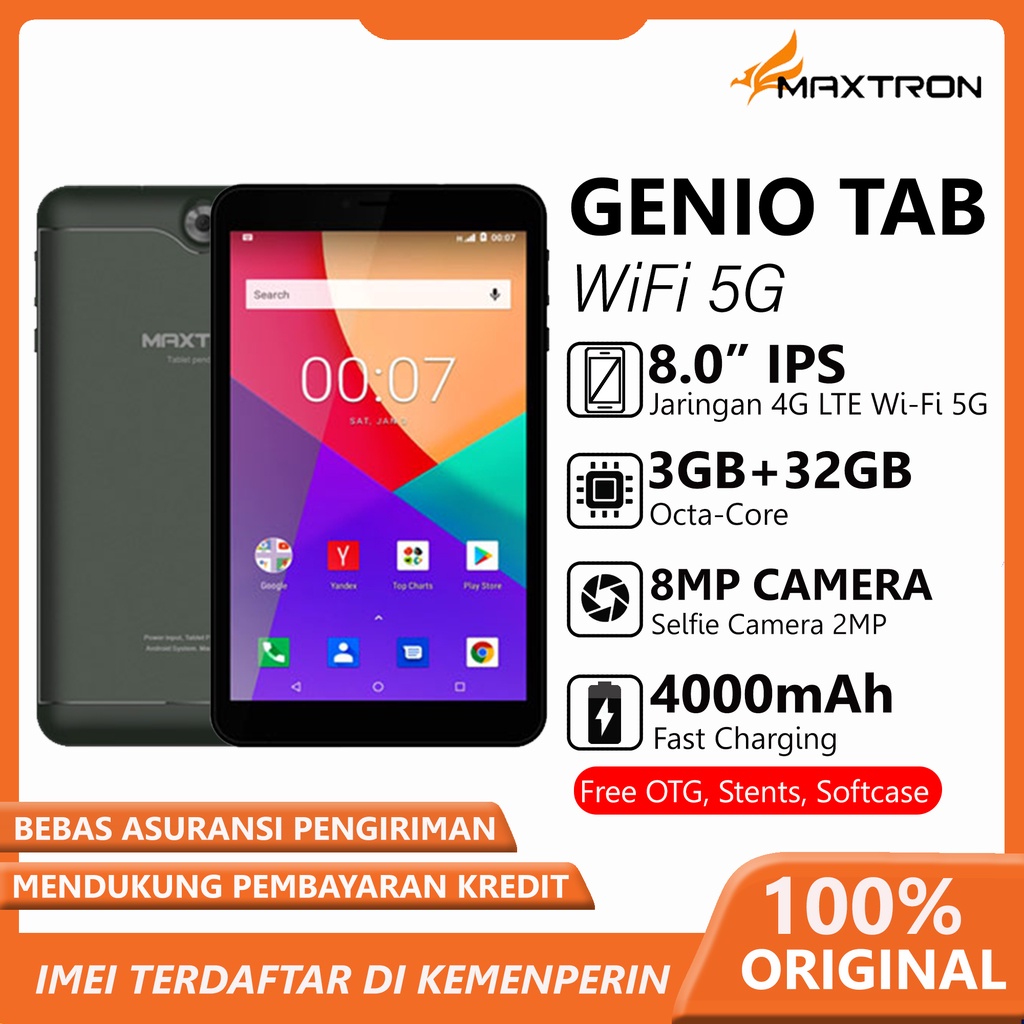 TABLET MAXTRON GENIO SMART TAB 8inc RAM 3/32 GB - Maxtron Smart Tab 7 inch 3/32 GARANSI RESMI - TAB 