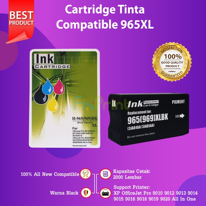 Cartridge Tinta Compatible 965XL 965 Black Cyan Magenta Yellow