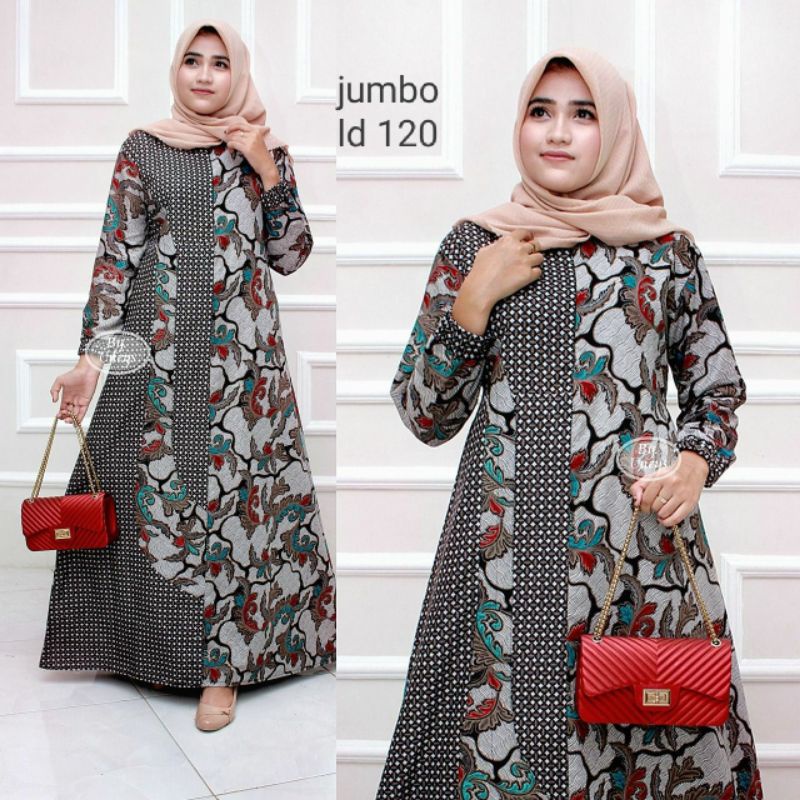 JUMBO ld 120 fit XXXL gamis batik gamis jumbo gamis bigsize baju pesta baju jumbo baju bigsize
