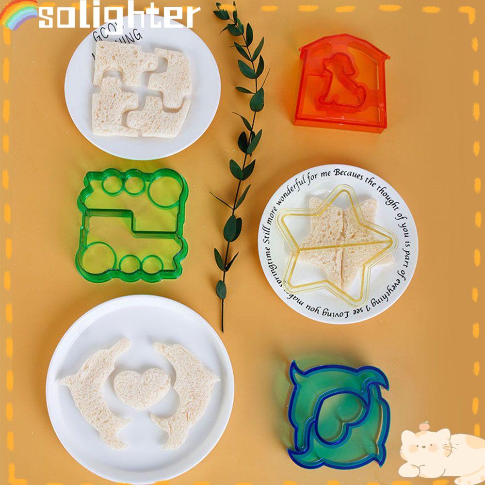 SOLIGHTER Kids Lunch Sandwiches Cutters Maker for Baking Cutter Food Cutting Sealer Plastic Kitchen Accessories Children Gift Bread Mold