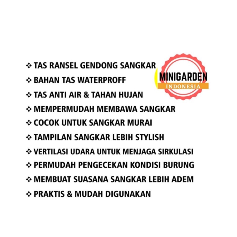 TAS GENDONG SANGKAR MURAI tas kandang burung murai tas ransel anti air