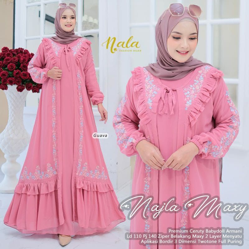 Najla maxy // gamis ceruty bordil // gamis terbaru // BISA COD