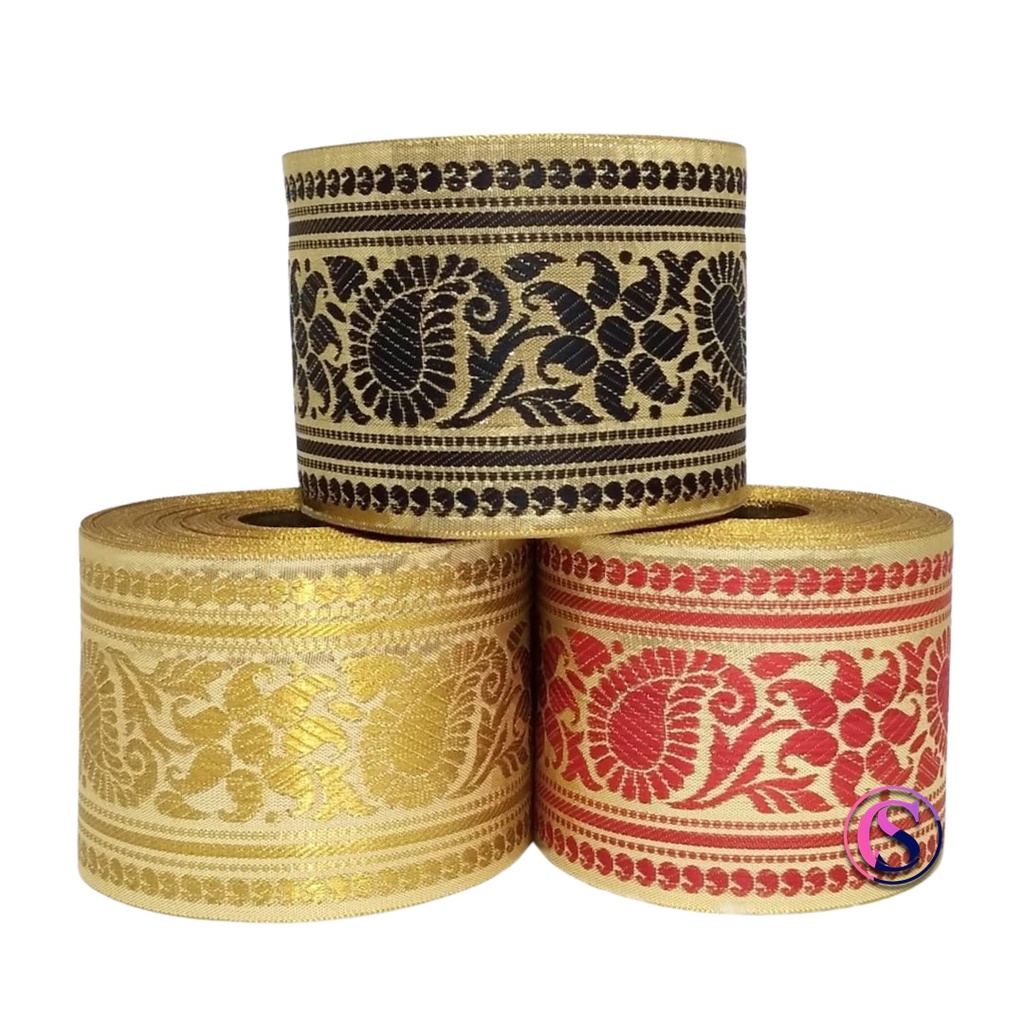 Pita udeng / pita saput / pita motif / renda tepi motif 9 cm