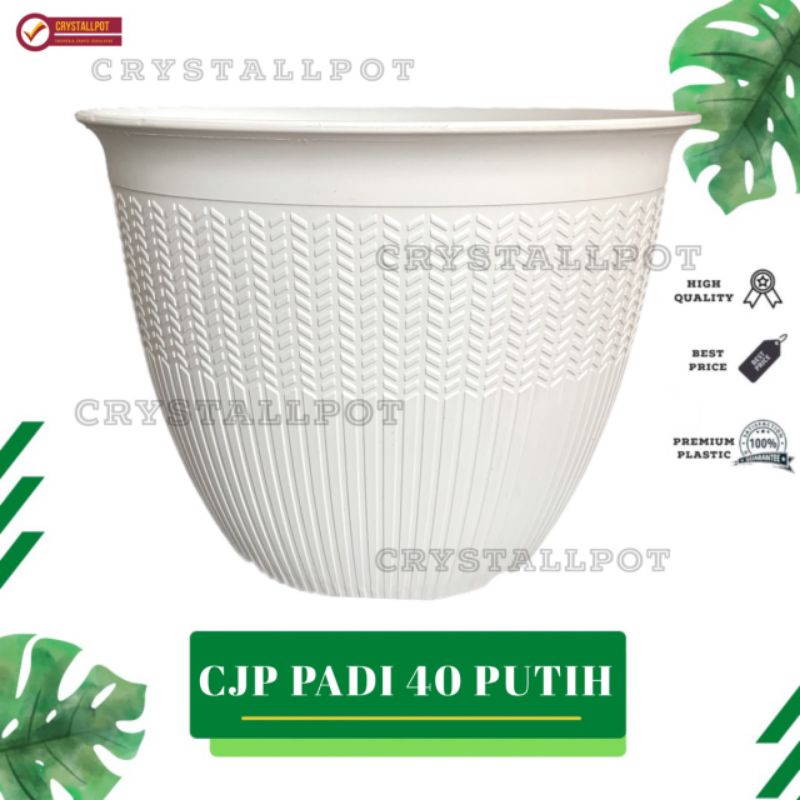 pot bunga tanaman cjp padi 40cm putih - CJP PADI 40 PUTIH 9940