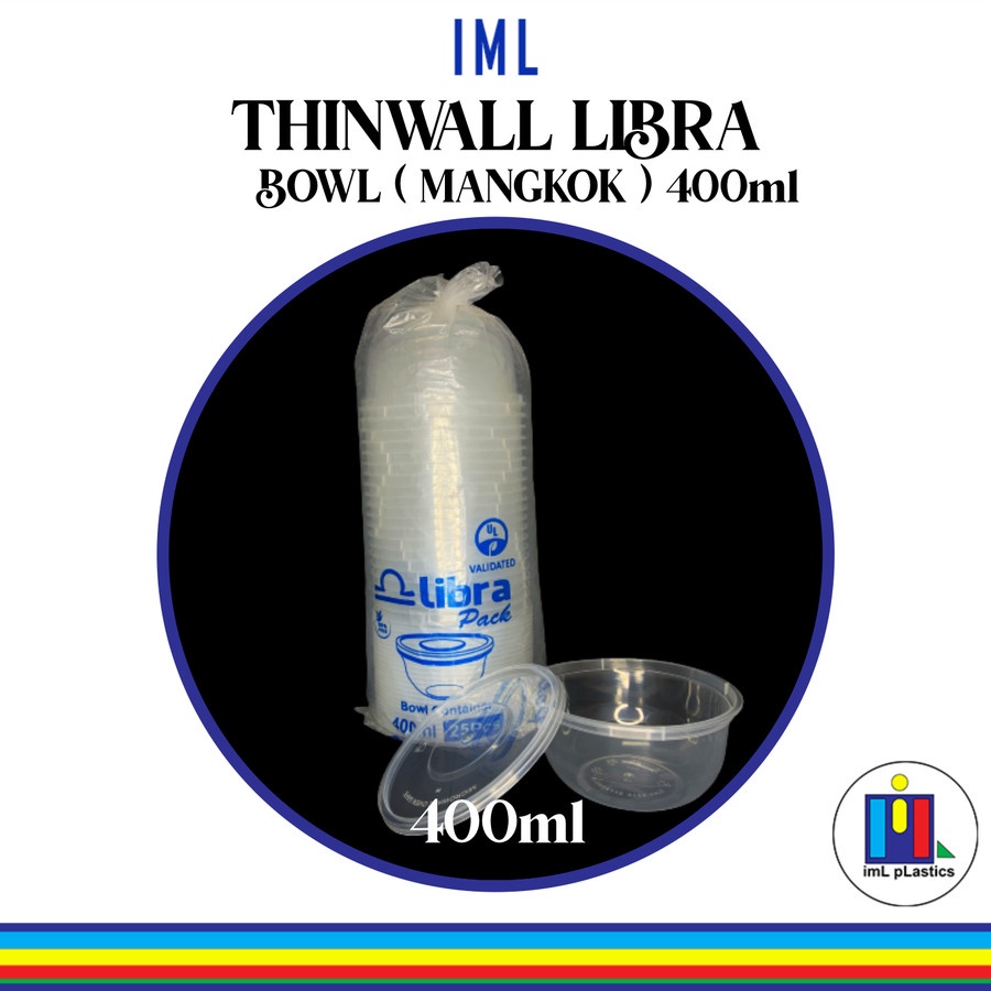 Kotak Makan Plastik THINWALL LIBRA BOWL MANGKOK 400ml-1 set 25pcs