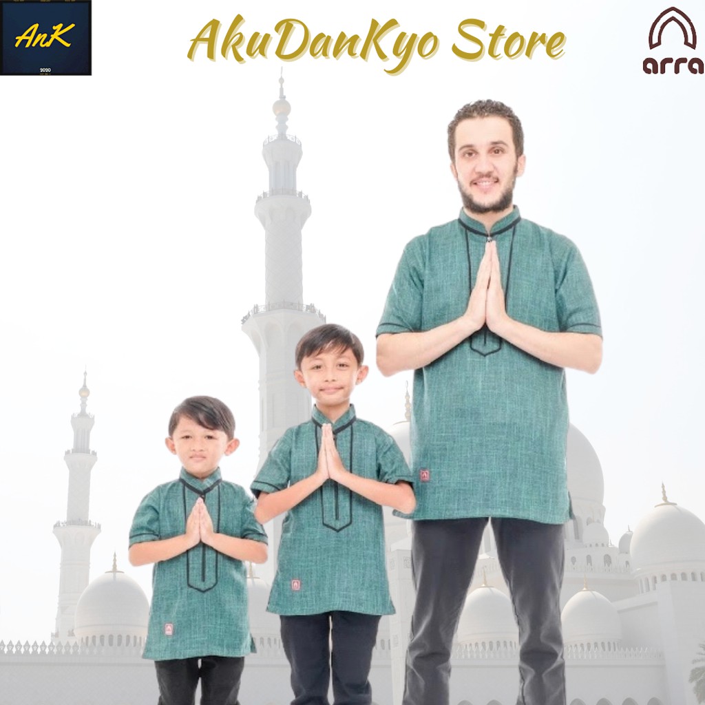 Baju Koko Muslim Couple Anak dan Dewasa Series Rasyid Original Brand Arra