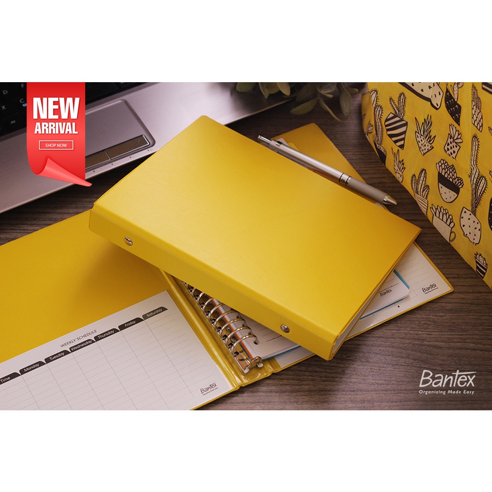 

[Zada] Bantex Binder Note A5 20 Ring Besi Loose Leaf Multiring Binder Lemon 1324 26
