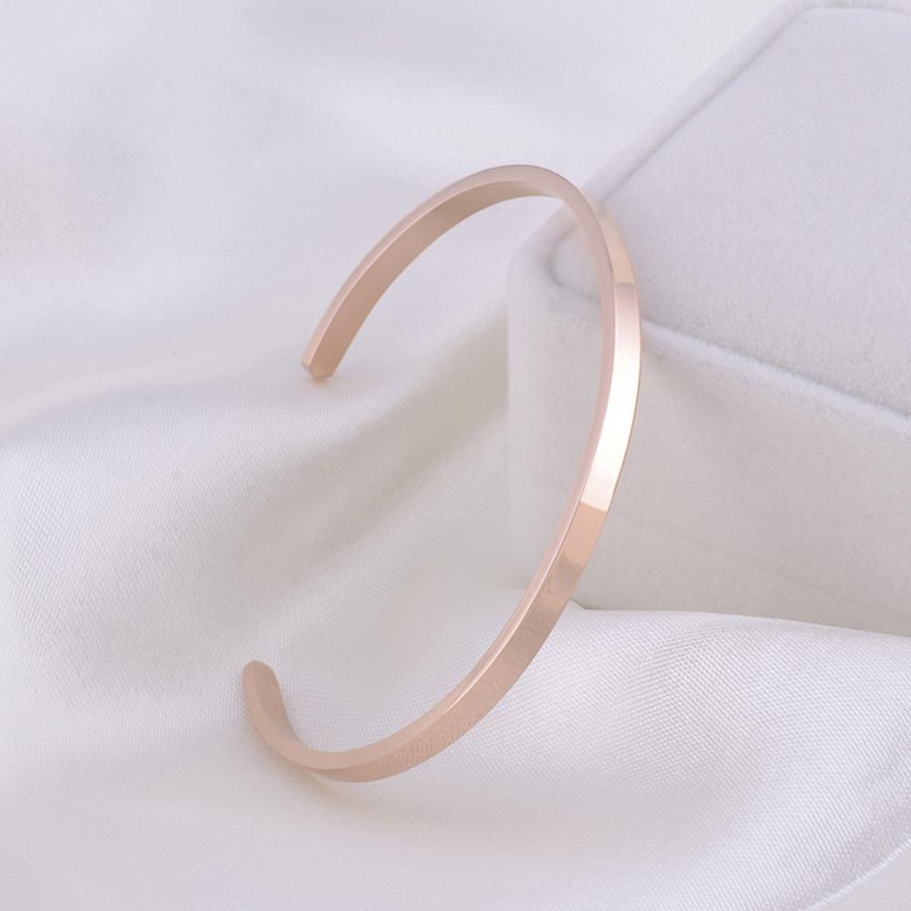 Needway Bangle Silver 4mm Tipis Hitam Elegan Pesona Stackable Minimalis Pribadi Baja Stainless Cuff Bracelet