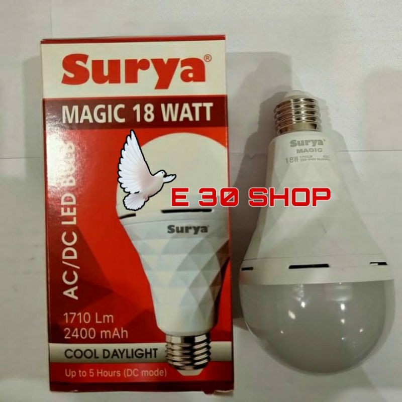 Bohlam Lampu magic 18 watt Hannochs Surya cahaya putih