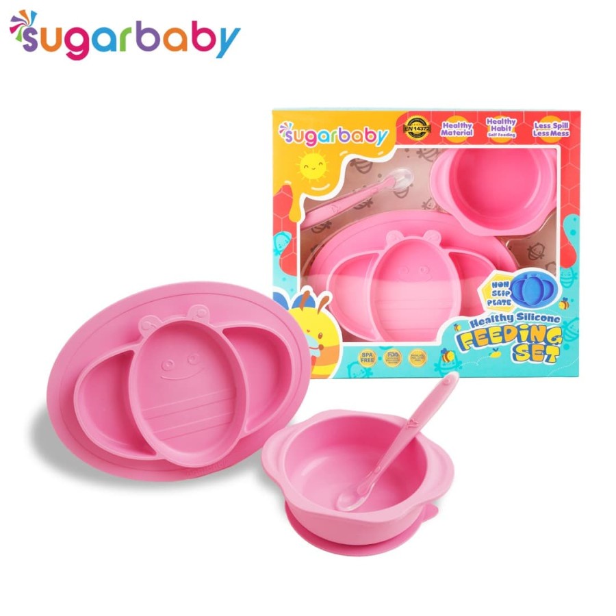 Tempat Makan Anak Healthy Silicone Feeding Set ( isi 3) Sugar Baby