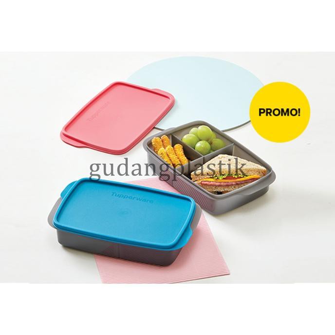 Promo Tupperware Cool Teen Lunch Box 2pcs hitam dan pink Tempat Makan Murah