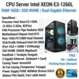 CPU SERVER UNBK ANBK intel XEON E3 | RAM 16GB | 8CPUs | SSD 256GB HDD 1TB | Dual LAN / Ethernet