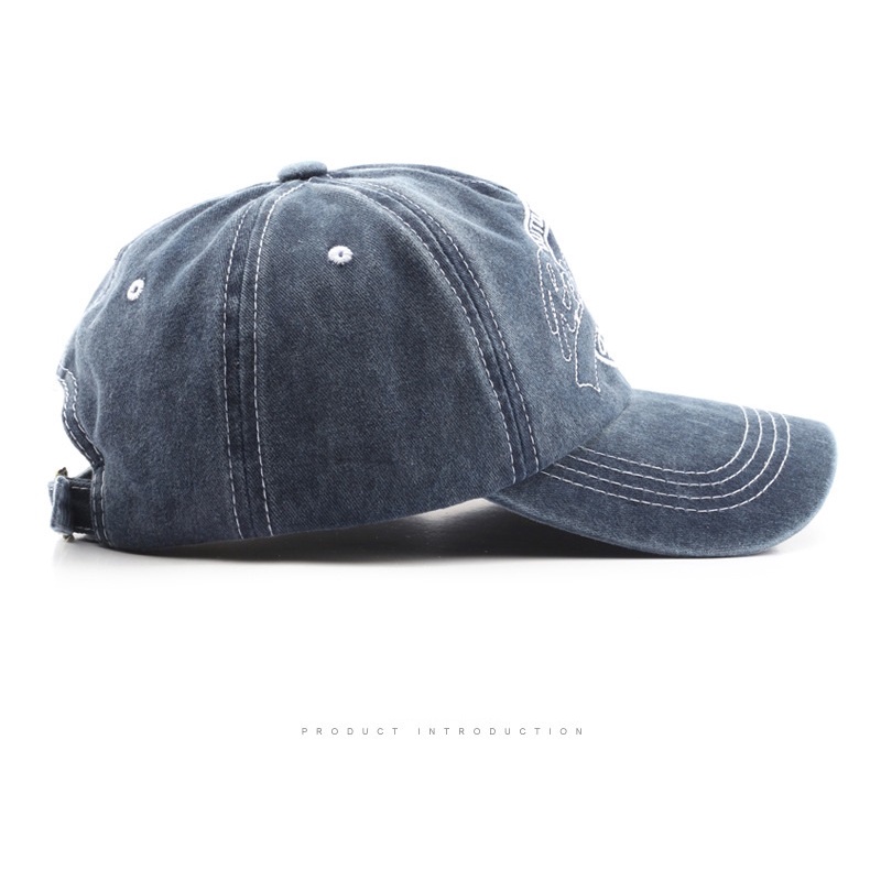 HATSAVENUE-226 Topi Baseball Musim Panas Outdoor Model Wash Denim Original Bordir Rock Show