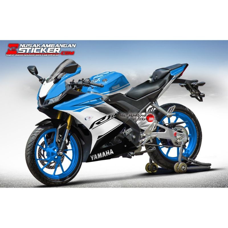 Decal Stiker Motor Yamaha R15 V3 Full Body Biru Toska Putih Grafis Racing Team Sticker Variasi Custo