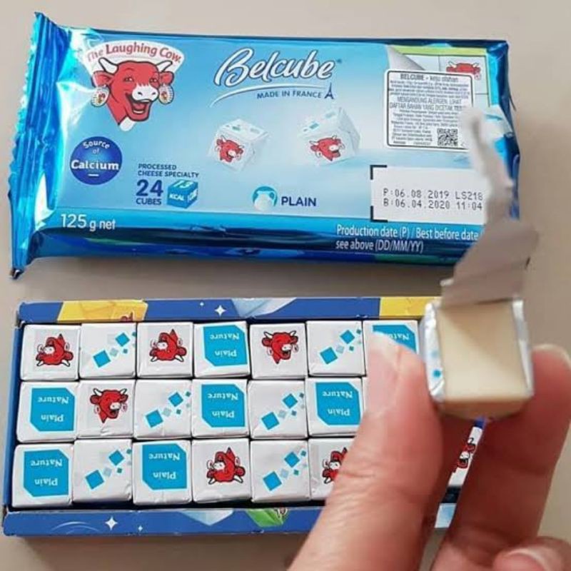 VnM008BP | Belcube Keju Mpasi Bayi Sehat / Keju Mpasi Bayi Belcube Plain Cheese MPASI 125gr / The Laughing Cow Belcube Mpasi / Bahan Mpasi Bayi Organik / Perlengkapan Mpasi Bayi