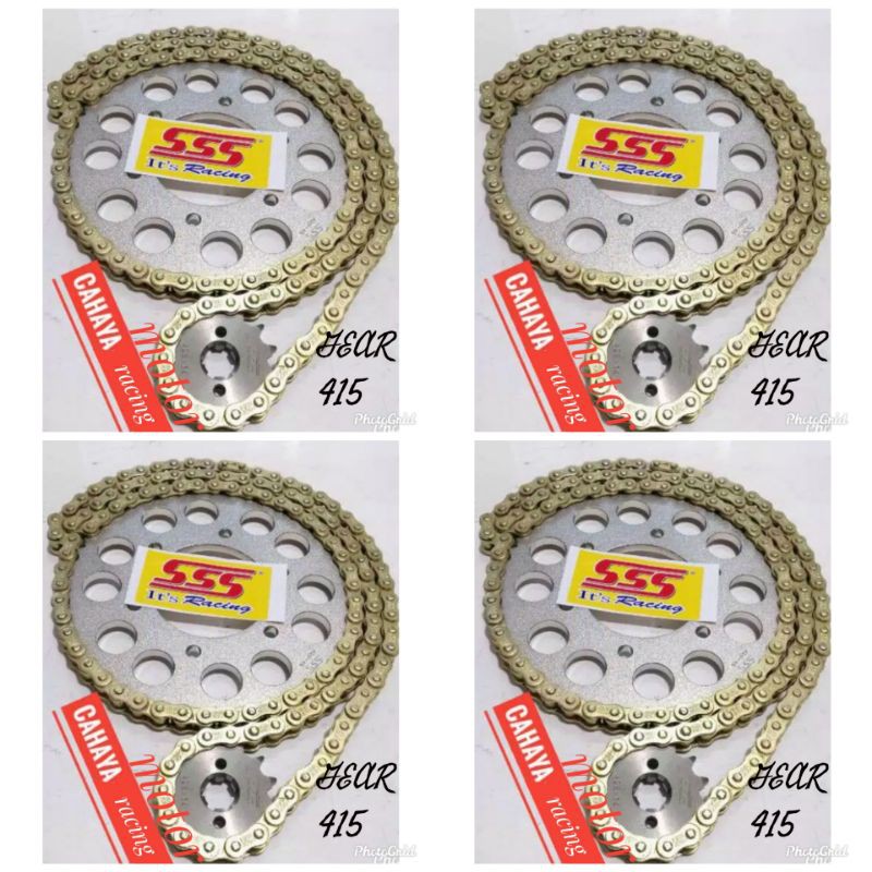 Promo Gear set Sss SupraX125 Karisma Revo Supra fit - Rantai 415 Gold - gear set Supra karisma Revo