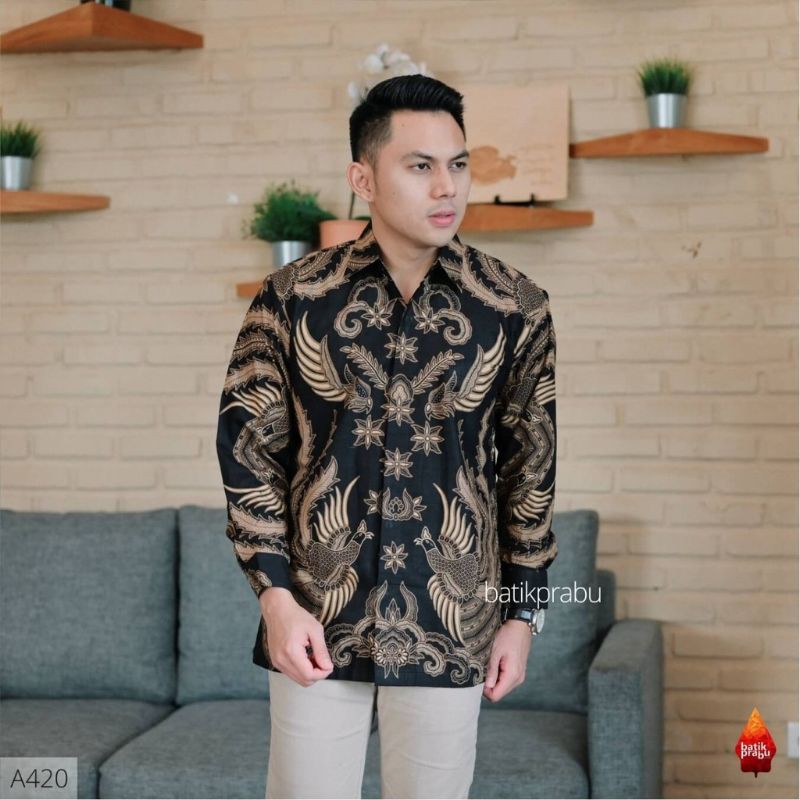 Batik pria panjang katun baturaden batik prabu cowok reguler fit seragam kantor exclusive premium