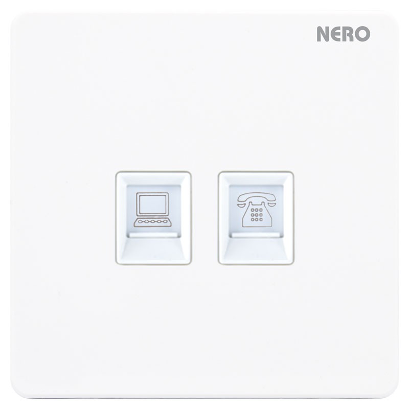 NERO Socket Kabel LAN Data Outlet + Telephone CASA X2 - X2PCPHA-W White