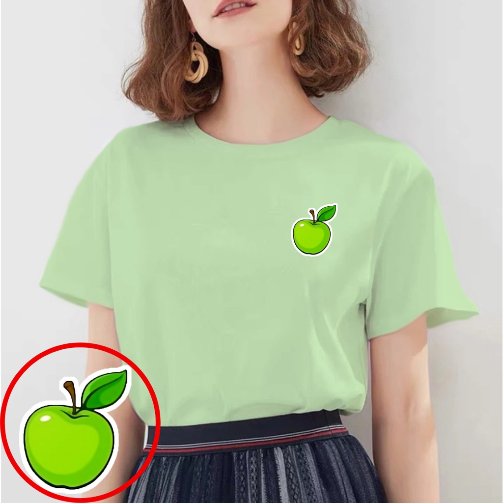BOO FASHION - KAOS WANITA APPLE APEL BAJU DISTRO CEWEK ATASAN KEKINIAN MURAH LENGAN PENDEK TUMBLR TE