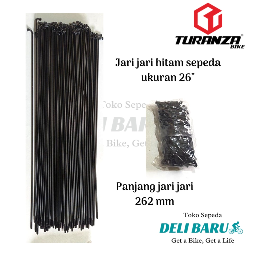 Turanza Jari jari 26 HITAM spoke @PCS panjang 262 mm sepeda MTB federal