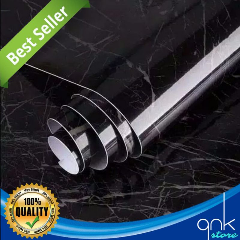 TERMURAH(COD)WALPAPER STIKER DINDING MOTIF HITAM MARMER KERAMIK