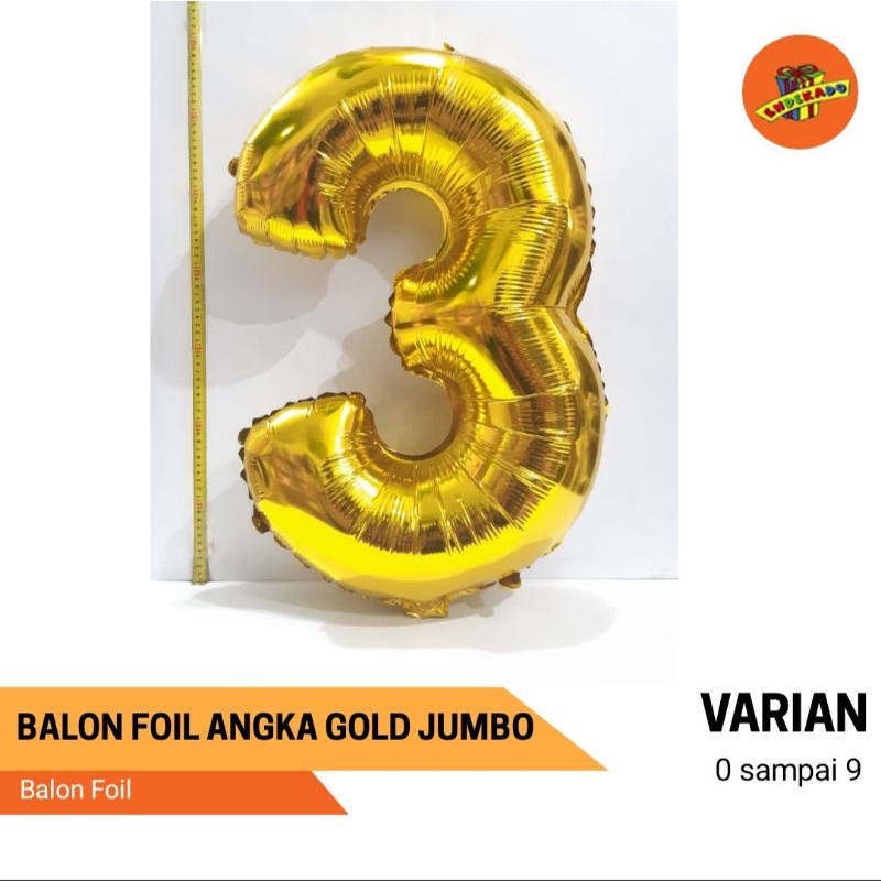 BALON FOIL ANGKA GOLD JUMBO - Balon Foil Angka Makassar