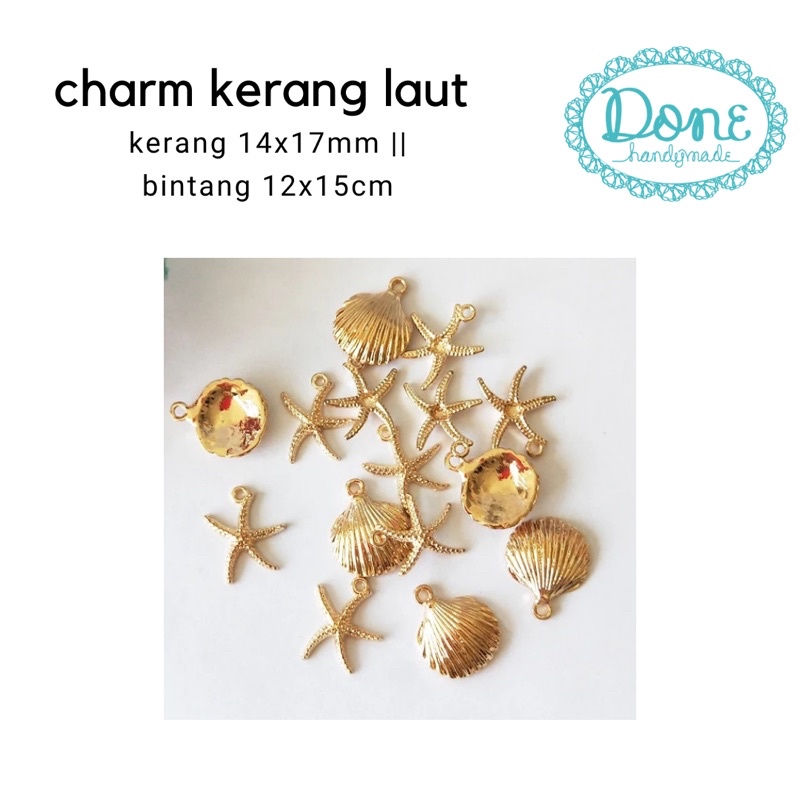 charm kerang laut bintang laut liontin bandul kalung anting perhiasan