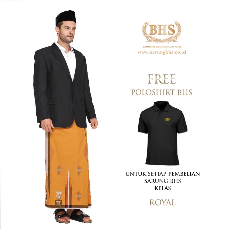Sarung BHS Gold Royal Motif Songket Traditional Gunung Warna Kuning