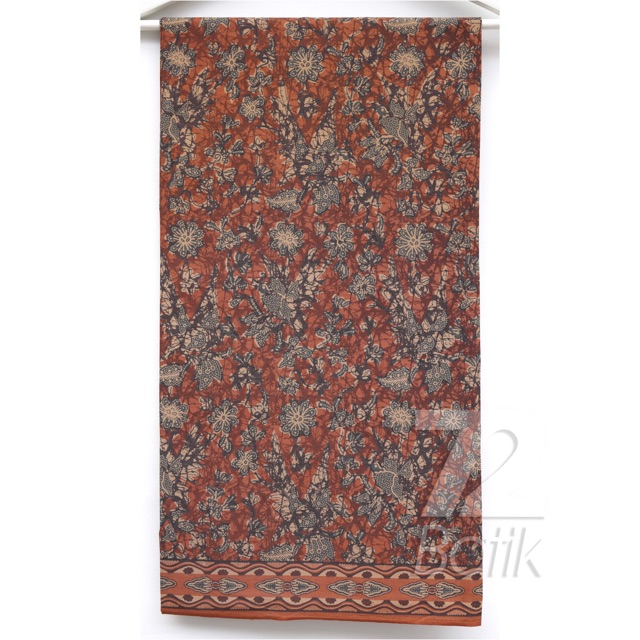 KAIN BATIK KATUN Premium Motif Burung Warna Orange Oren Oranye 726257 Cap 72 Jarik Jarit Samping Kebat Panjang Batik Katun Modern Premium Bahan Seragam Batik Pernikahan Kantor Keluarga Murah Kamen Jadi Batik Bali Lembaran