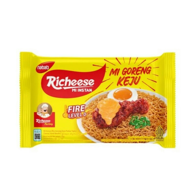 

Richeese Mie Keju Pedas Goreng level 0 jual per bungkus