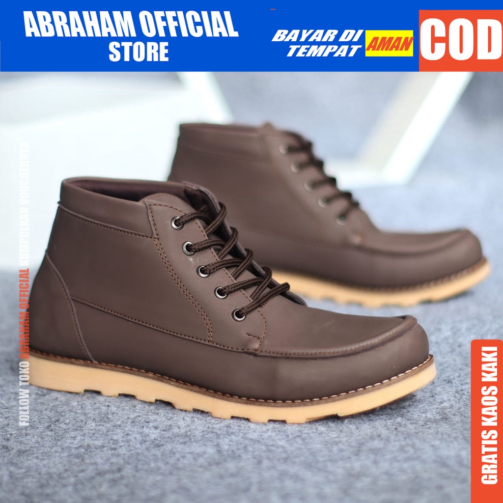 ABRHM x HARLY Sepatu Boots Casual Pria Kulit Sintetis Kasual Boot Kerja Cowok Original