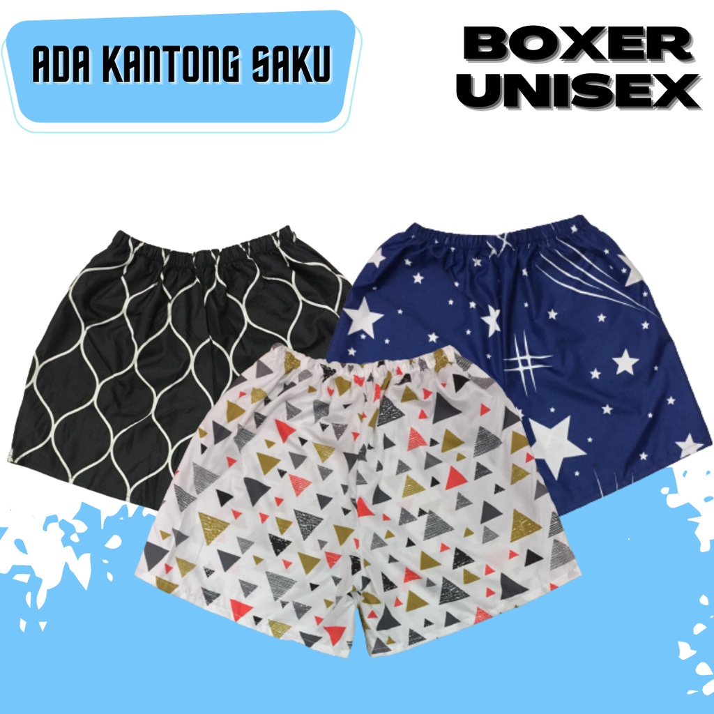 BOXER DISTRO UNISEX CELANA PENDEK REMAJA DEWASA MOTIF