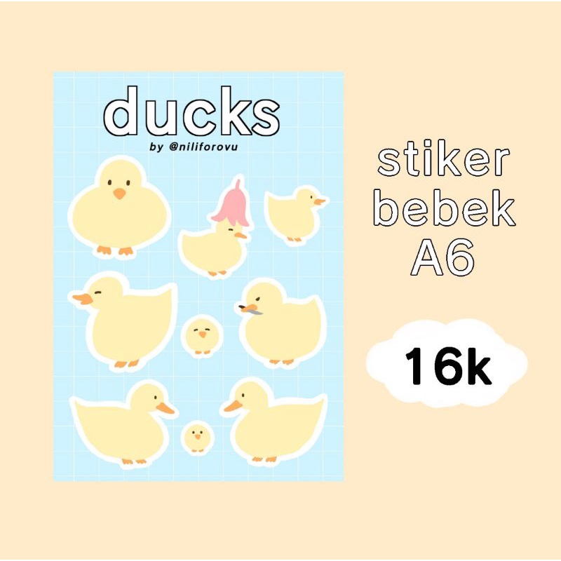 

Stiker Bebek Duck Stickers Sheet A6