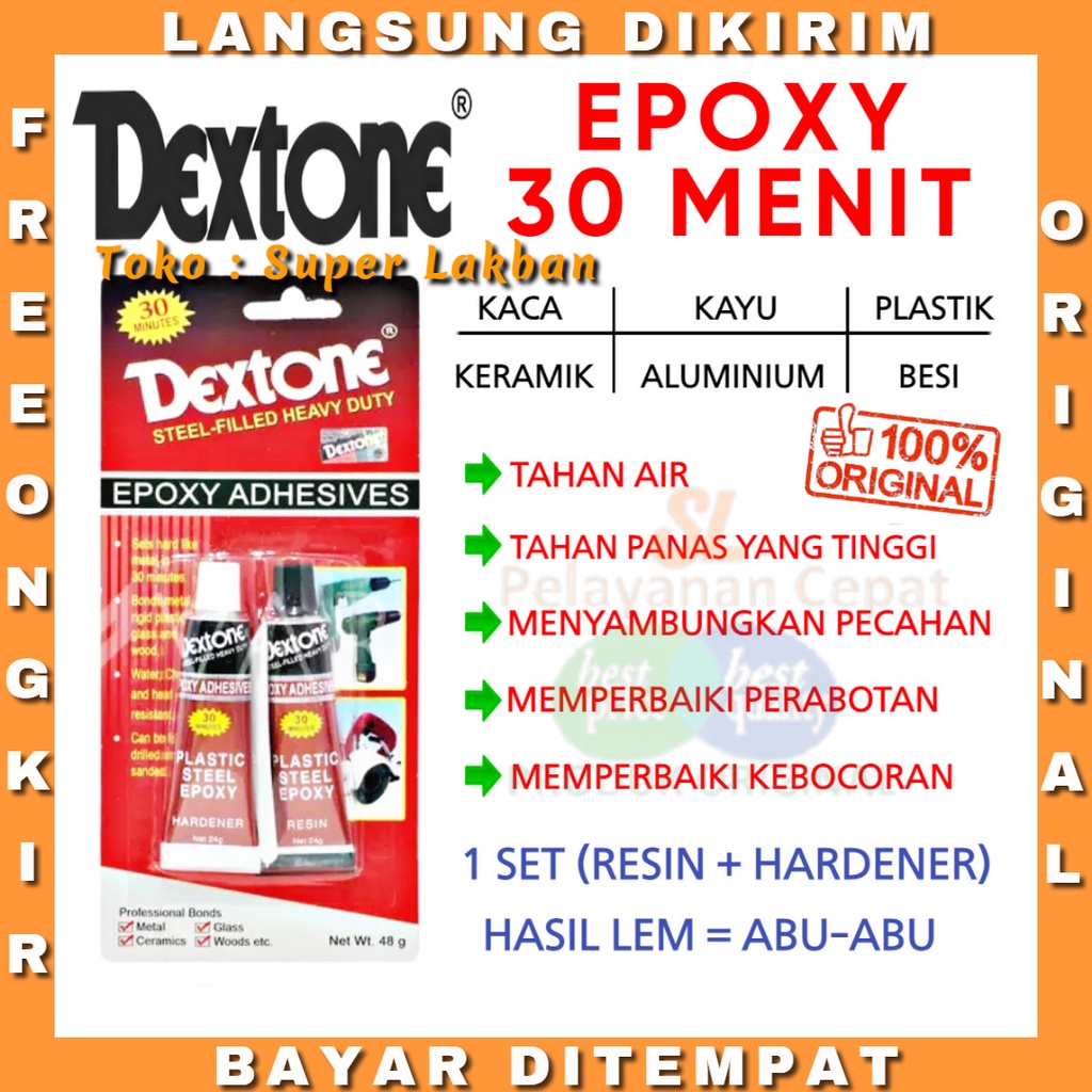 Lem Dextone Besi Plastik Epoxy Adhesives 30 menit 48gram