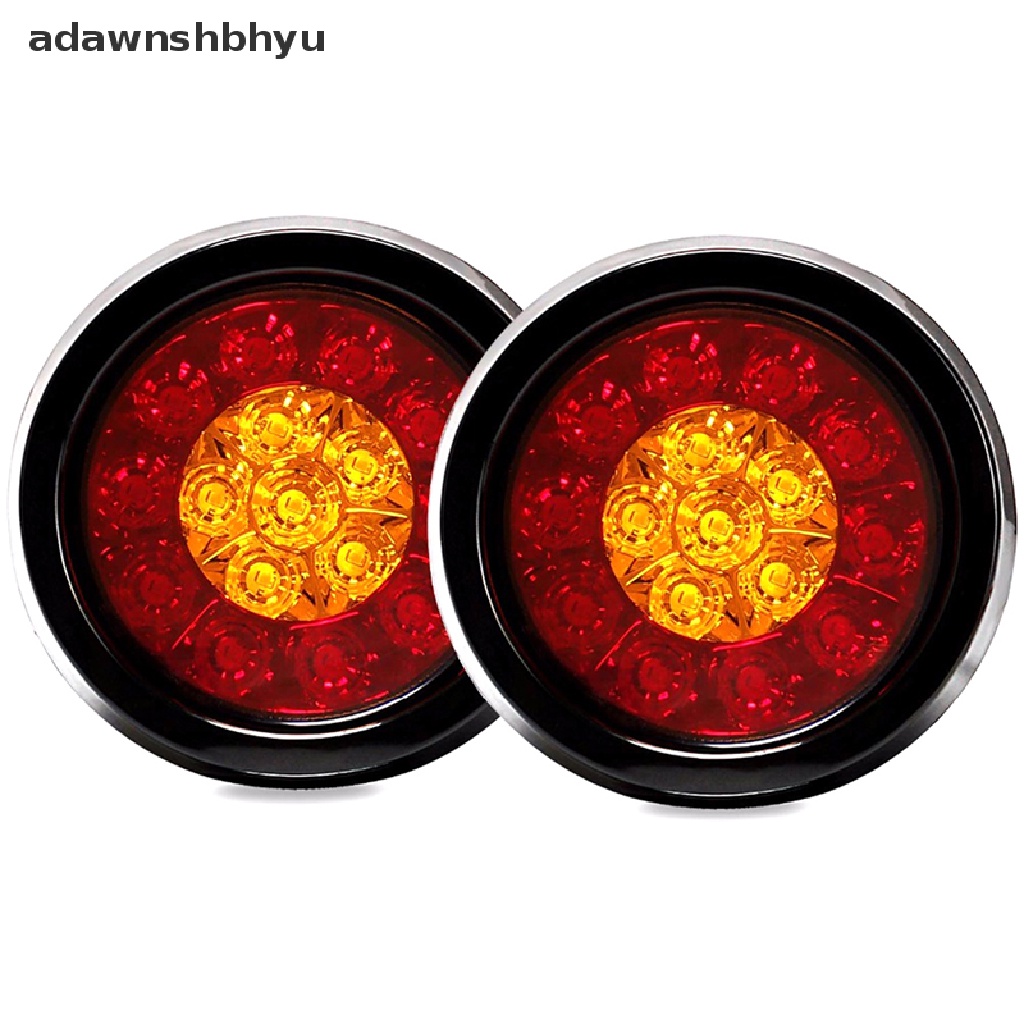 Adawnshbhyu 4 &quot;Bulat Merah/Amber 16-LED Trailer Truk Rem Stop Sein Lampu Ekor