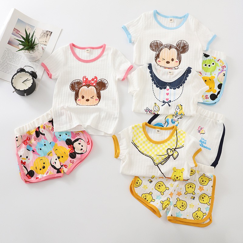 Baju Tidur Anak Setelan Kaos Tshirt Motif Tsum Tsum