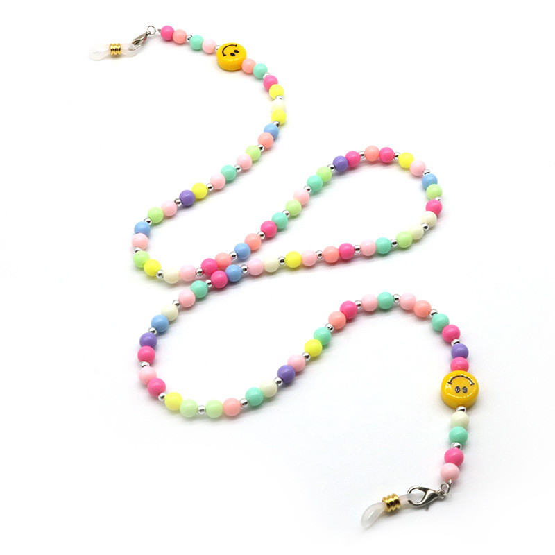Colorful Beads Smile Face Chain Fashion Non-slip Lanyard Accessories