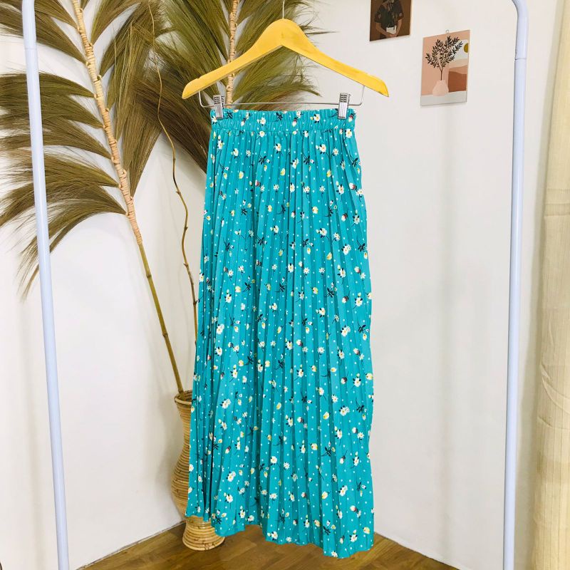 ROK PLISKET BUNGA DAISY / ROK PLISKET PREMIUM / ROK WANITA-Tulip tosca