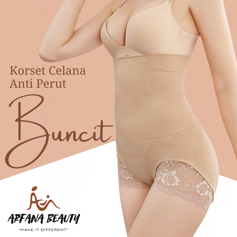 Celana Pelangsing Super Highwaist Pengecil Perut Buncit Celana Dalam Korset Wanita Pembakar Lemak Body Shaper Korset Munafie Ori Waist Slim Pants Renda Long Lace Import Termurah Original