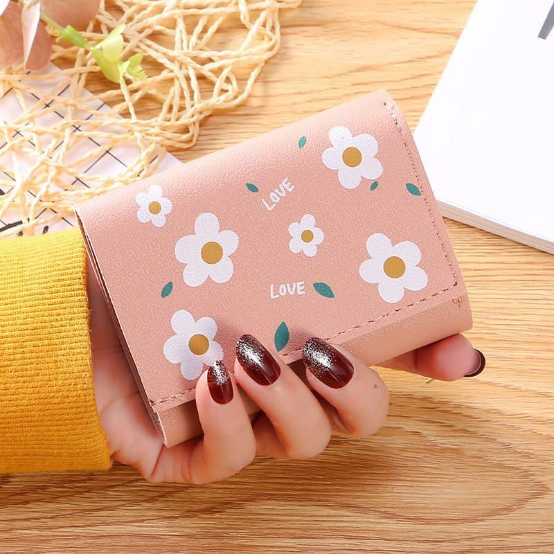 Dompet Wanita IMPORT KOREA Motif Flowery Lipat Pendek Fashion Dompet Cewek